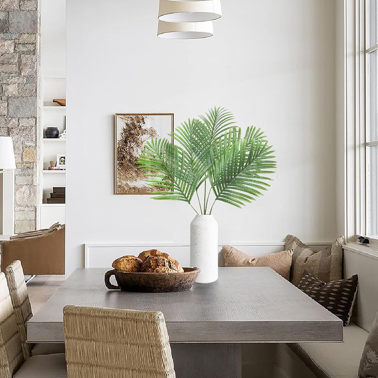 DILATATA 10 PCS Large Artificial Palm Leaves Palm Fronds Tropical Leaves Areca Palm Branches Palm Leaves with Stem Palm Tree Leaves Faux Palm Leaves for Floral Arrangement Fake Leaves Palm Leaf Decor