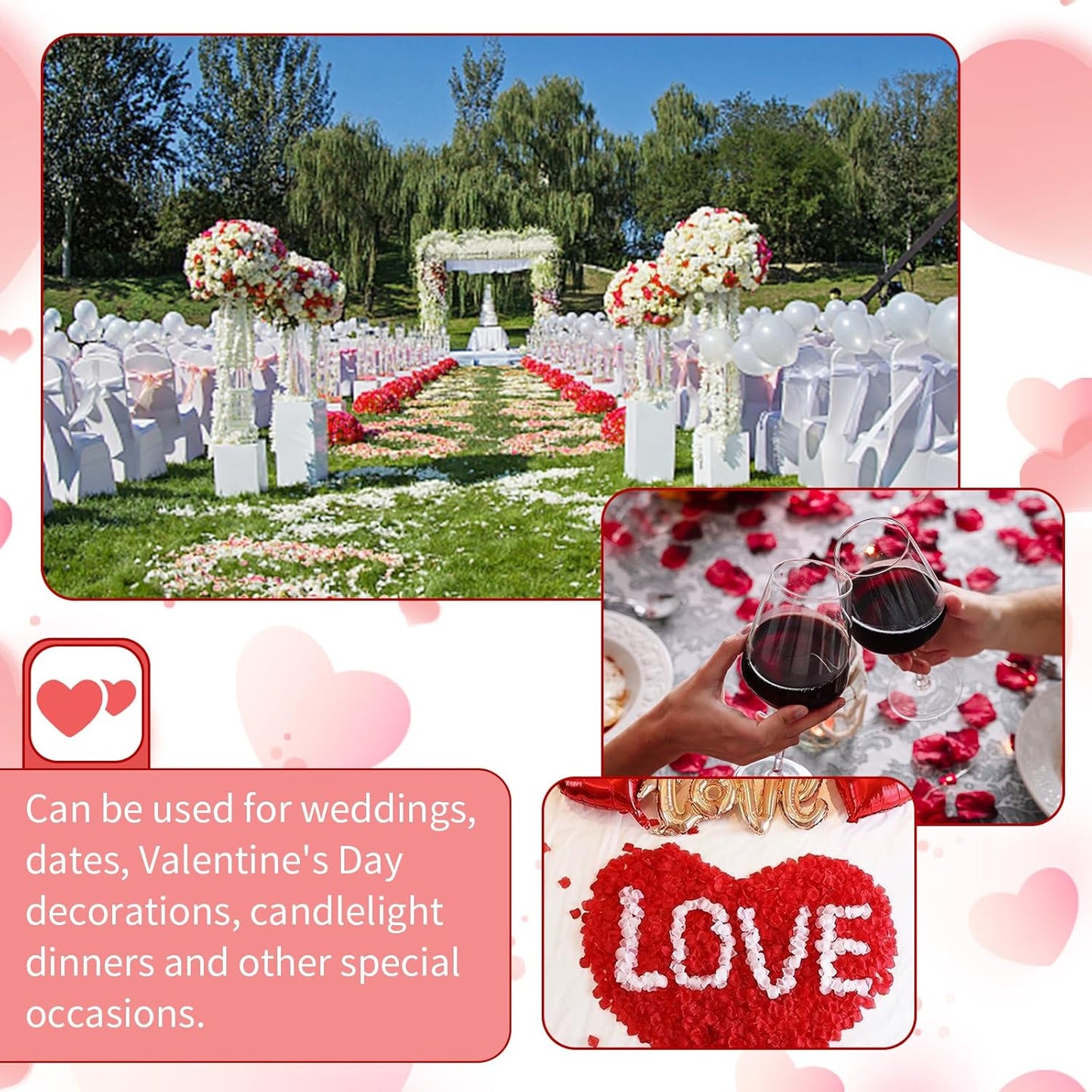3300 PCS Artificial Fake Rose Petals,Flower Petals,Romantic Nightfor Her/Him Set,Wedding, Engagement, Party, in Bulk Flower Decorations(Red)