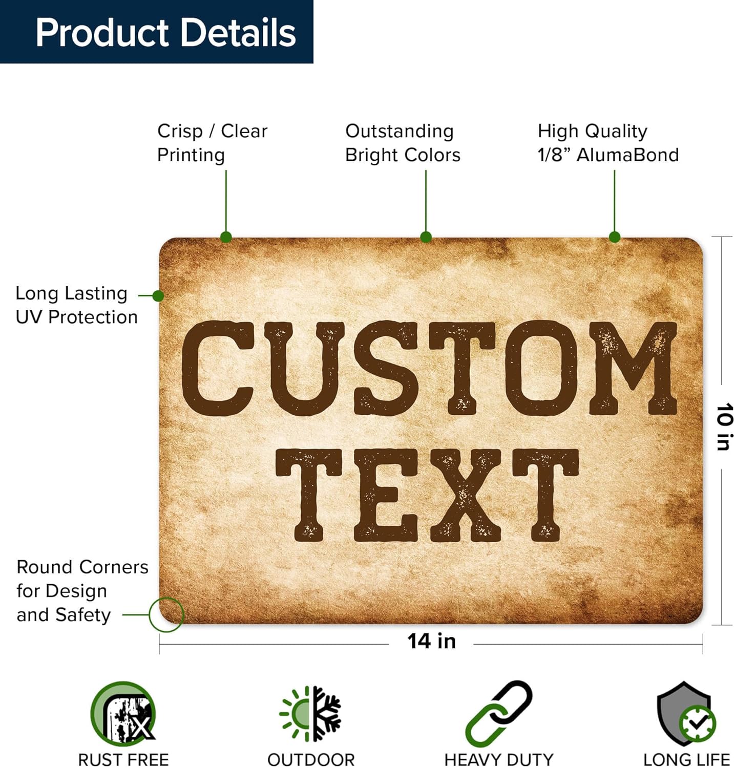 Custom Sign, Custom Street Sign, 11 Font Colors, 13 Font Styles, 4 Hole Options, 22 Sizes, 10x14 Inches, Rust Free DiBound, Fade Resistant, Made in USA by My Sign Center (Vintage)