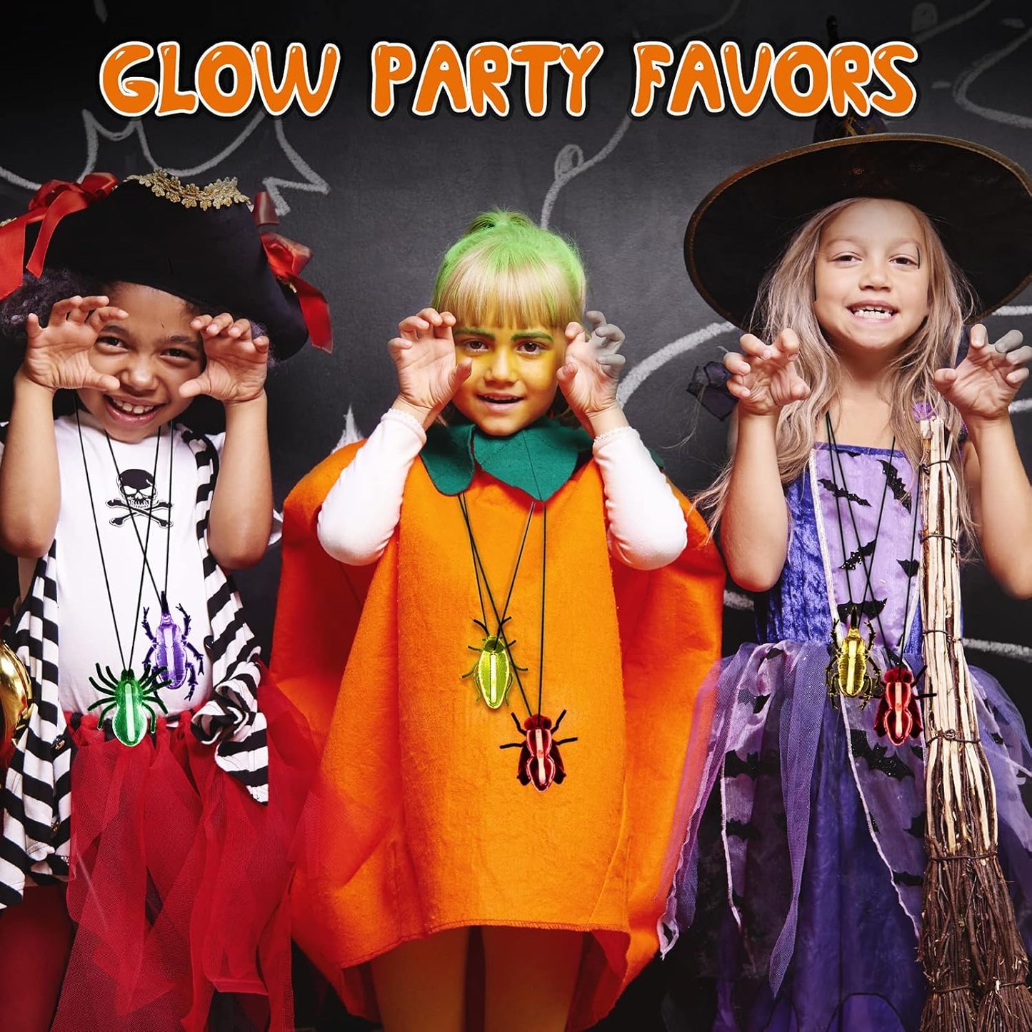 82 Pcs Glow Critters For Halloween Party Favor, Include Glow Bugs and Mini Glow Sticks, Glow in the Dark Party Toys Set for Kids, Trick or Treating Goodie Supplies, School Classroom Game Prizes