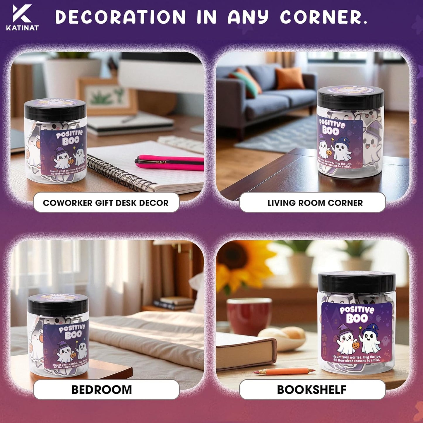 Positive Ghost Affirmation Jar β Emotional Support Ghosts Jar, Boo Basket Stuffers for Women, Teens, Funny Halloween Gifts for Women, Kids, Teens, β Cute Halloween Basket Stuffers Ideas