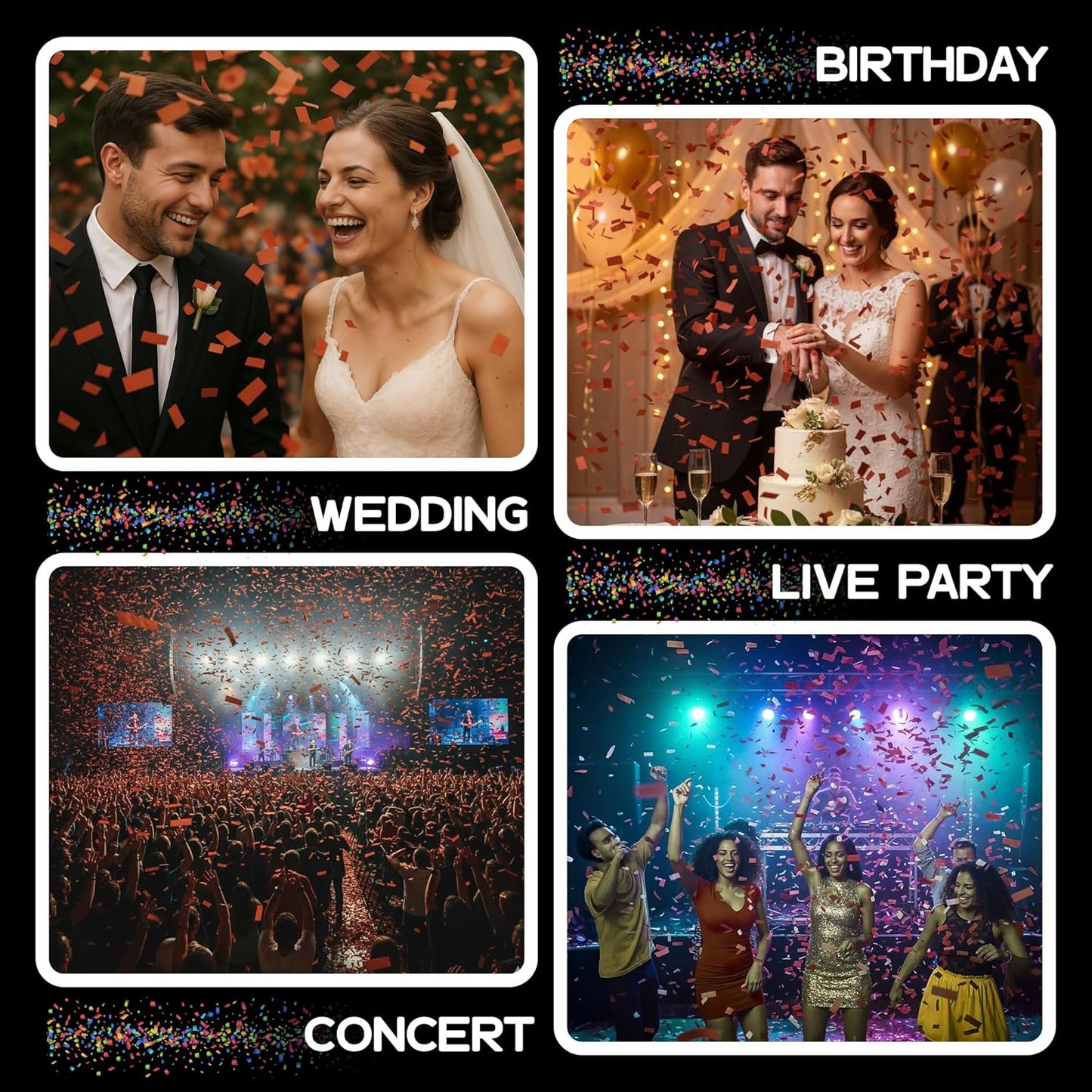 Rectangular Biodegradable Confetti - Maroon Fluttering Tissue Paper Confetti for Cannon and Launcher use - Wedding Confeti, Birthday, Parties and Live Events - 1 lb, 16 oz