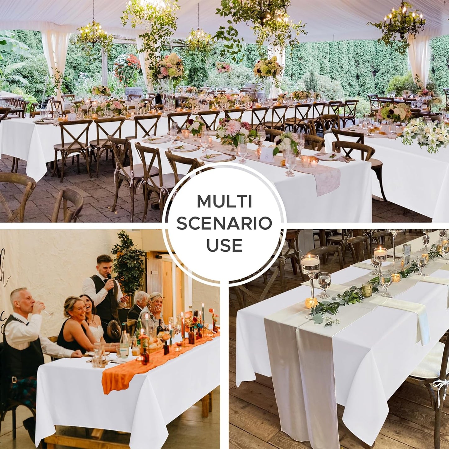 Fitable 8 Pack Table Cloth Rectangle Table: Stain and Wrinkle Resistant Tablecloth Rectangular, Washable Polyester Tablecloths for Wedding Party Dining Banquet Event Catering(White, 70x108 Inch)