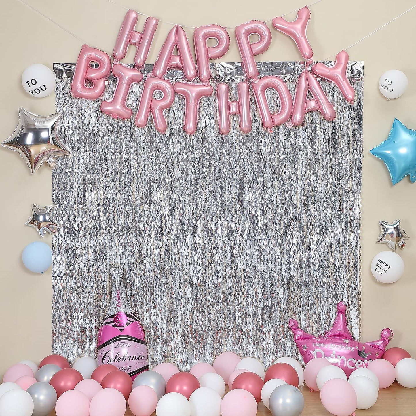 3 Pack Wave Silver Tinsel Curtain - 3.3x6.6 Feet Foil Streamers Birthday Party Decorations Wedding Background Decor Photo Booth Props