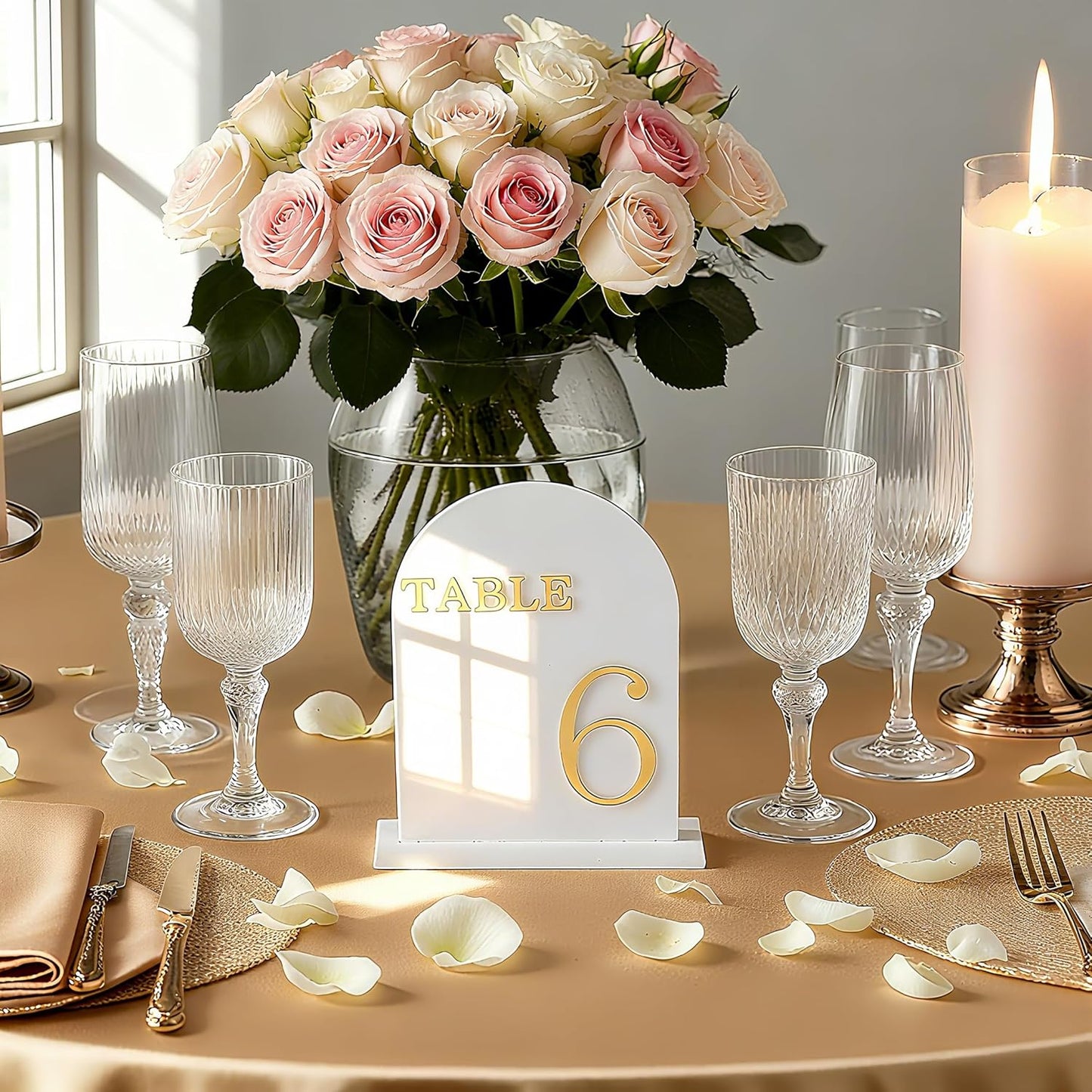 Arch Wedding Table Numbers 1-10 with Stands, 5" X 7" Double Sided Acrylic Wedding Sign Holders, Durable Non-Fading Table Number for Wedding Reception, Events, and Centerpieces