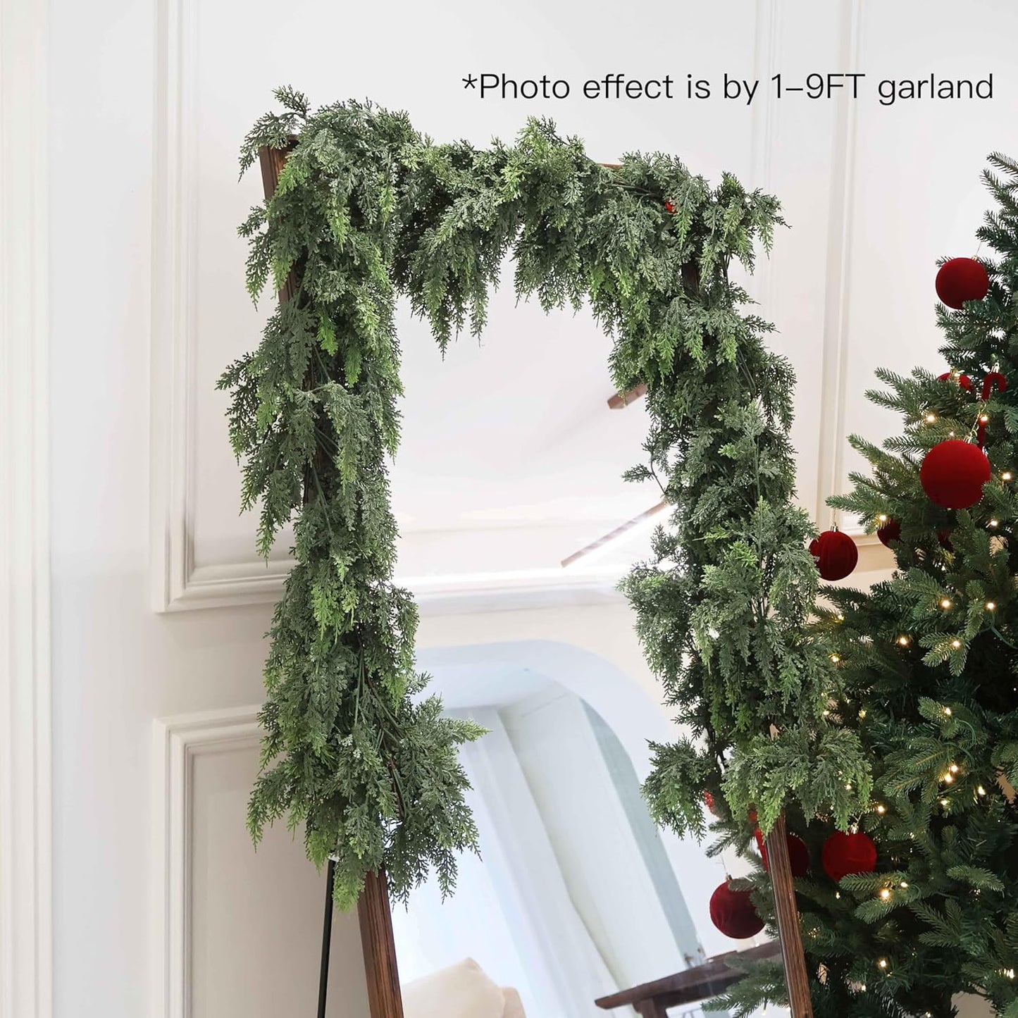 2Pcs 6FT Christmas Cedar Garland Artificial Real Touch Thickness Realistic Greenery Pine Garland for Mantle Fireplace Outdoor Indoor Christmas Decorations