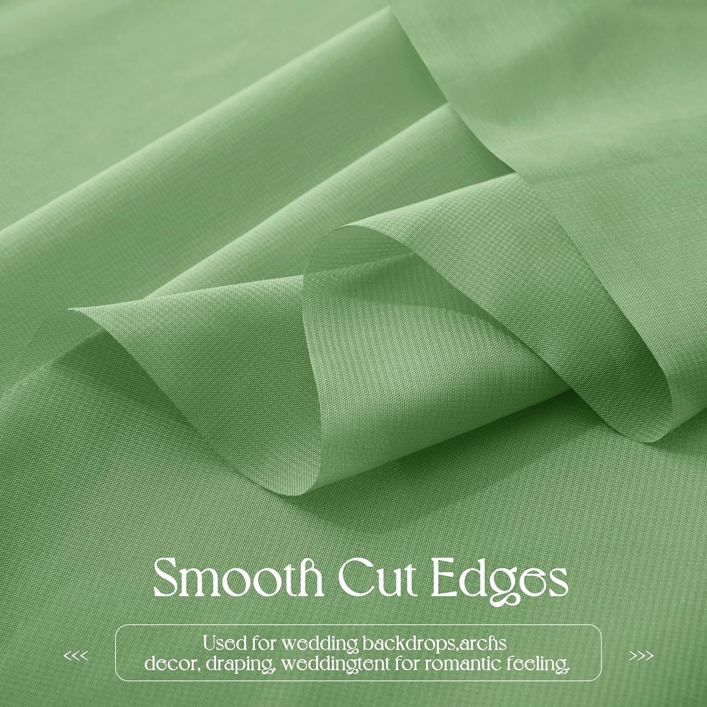 VACVELT Wedding Arch Draping Fabric Sage Green Chiffon, 2 Panels Sheer Drapes 30 Inch x 20ft Chiffon Backdrop Curtain Decor, Outdoor Sheer Drapery for Ceremony Party Ceiling