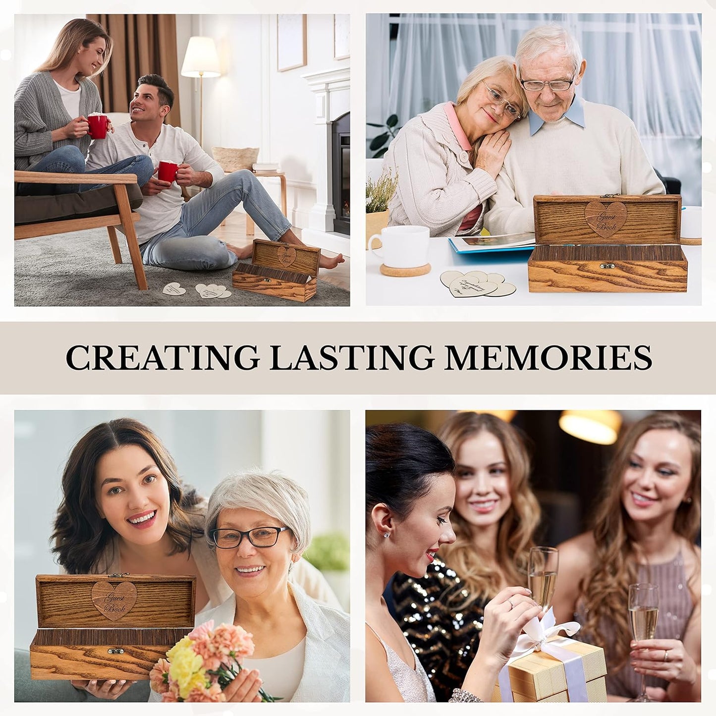 Jecor Wedding Guest Book Alternative with Sign - Guest Book Wedding Reception - Sign in Guest Book Alternatives - Rustic Wedding Decorations - Wedding Book - 98 Large Hearts & 2 Hearts Signs - Rustic