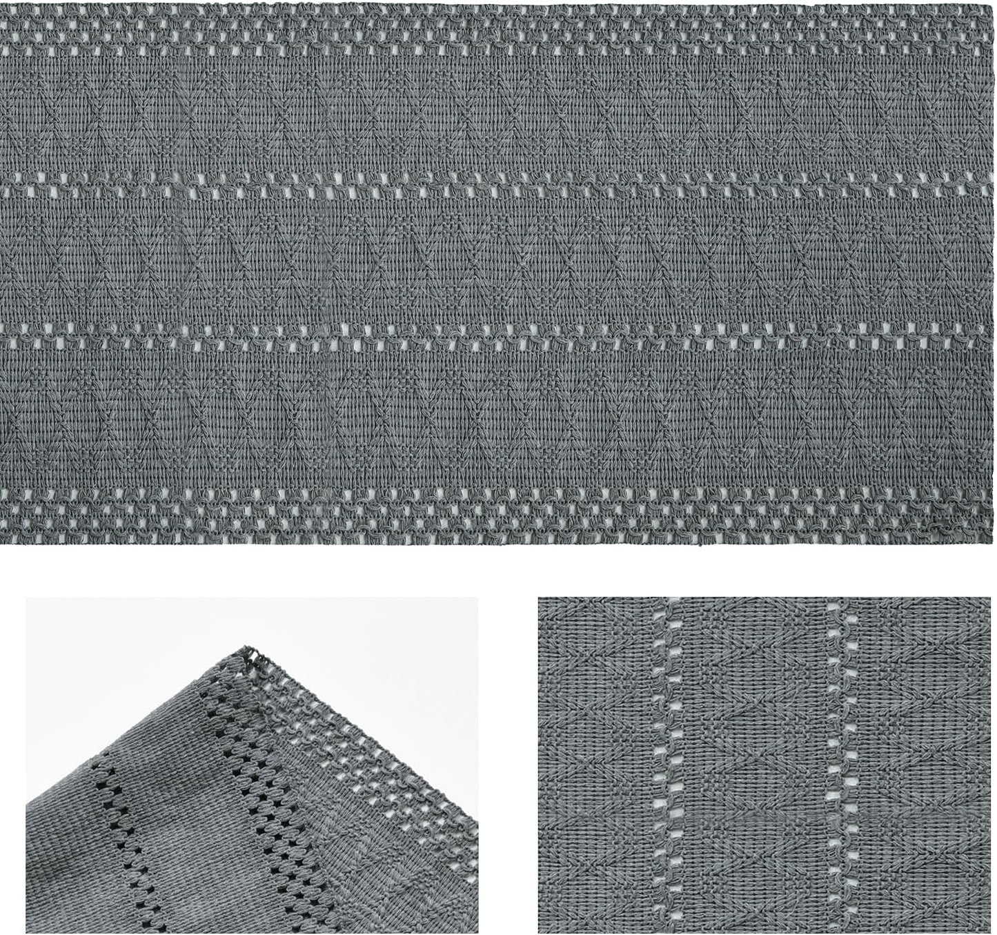 Artoid Mode Dark Grey Farmhouse Woven Rustic Hollow Table Runner, Seasonal Holiday Hollow Kitchen Dining Table Decoration for Home Party Decor 12x60 Inch