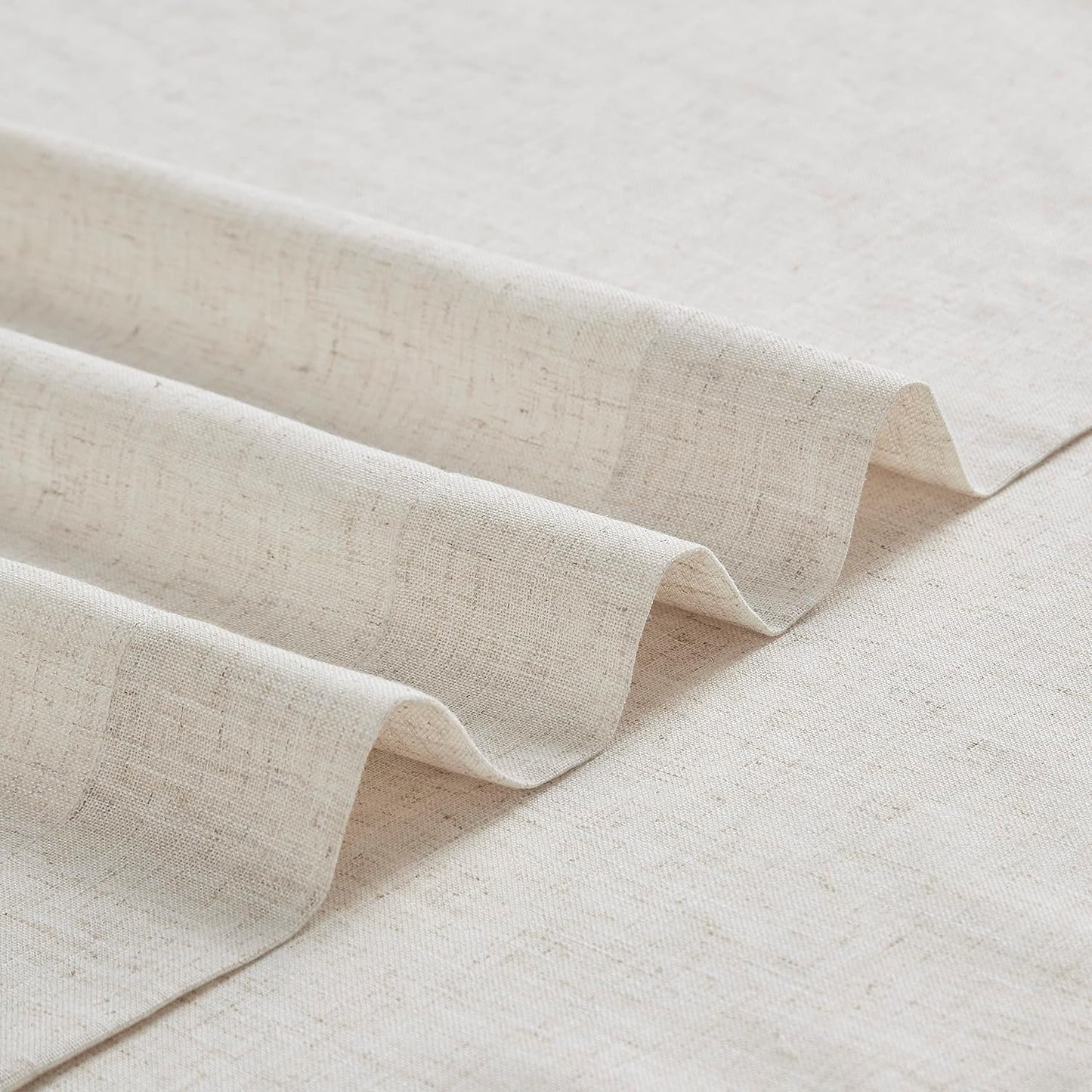 Vision Home Natural Pinch Pleated Semi Sheer Curtains Textured Linen Blended Light Filtering Window Curtains 112 inch for Living Room Bedroom Patio Pinch Pleat Drapes with Hooks 1 Panel 60" Wx112 L