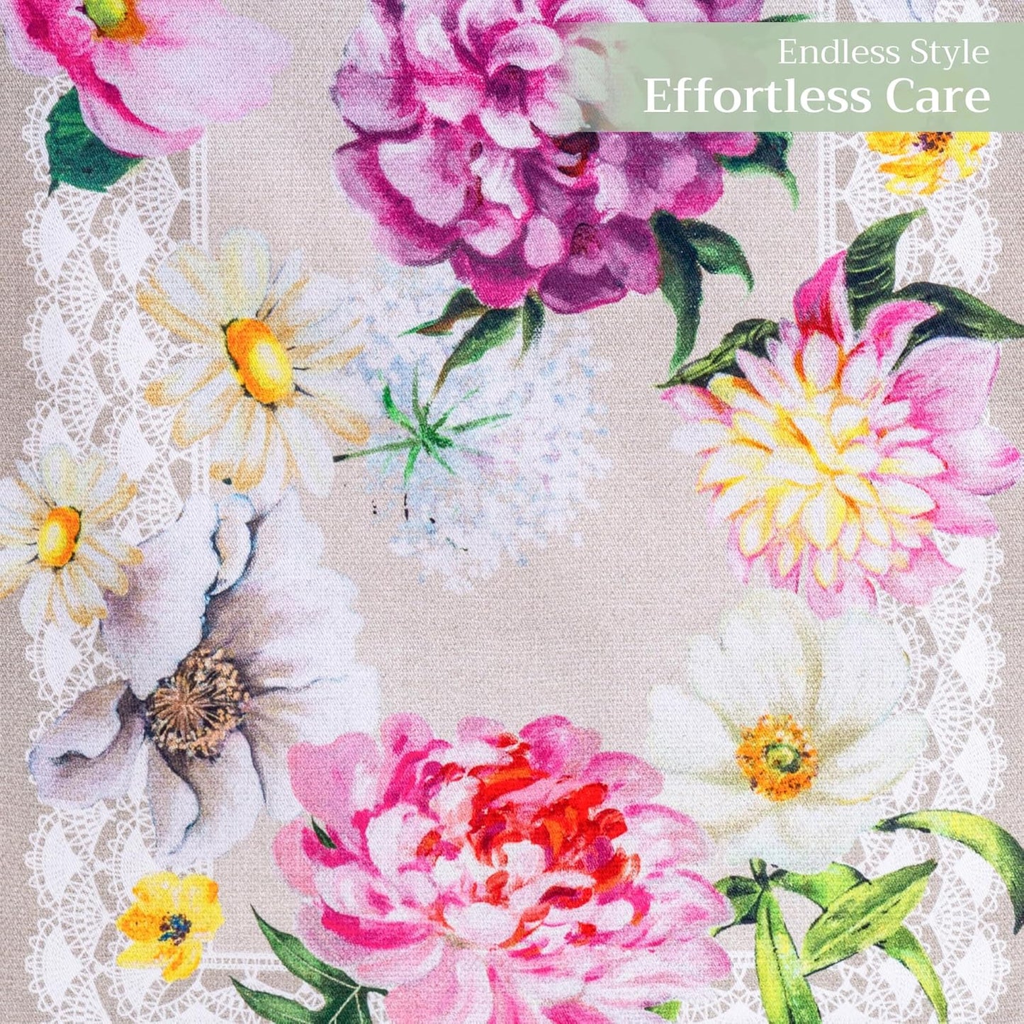 Maison d' Hermine Table Runner 100% Cotton Double Layer Table Runners 72 inches Long Decorative for Home Kitchen Dining Party Baby Shower Wedding Bridal Shower Spring Summer (Pivoine, 14.50" x 72")