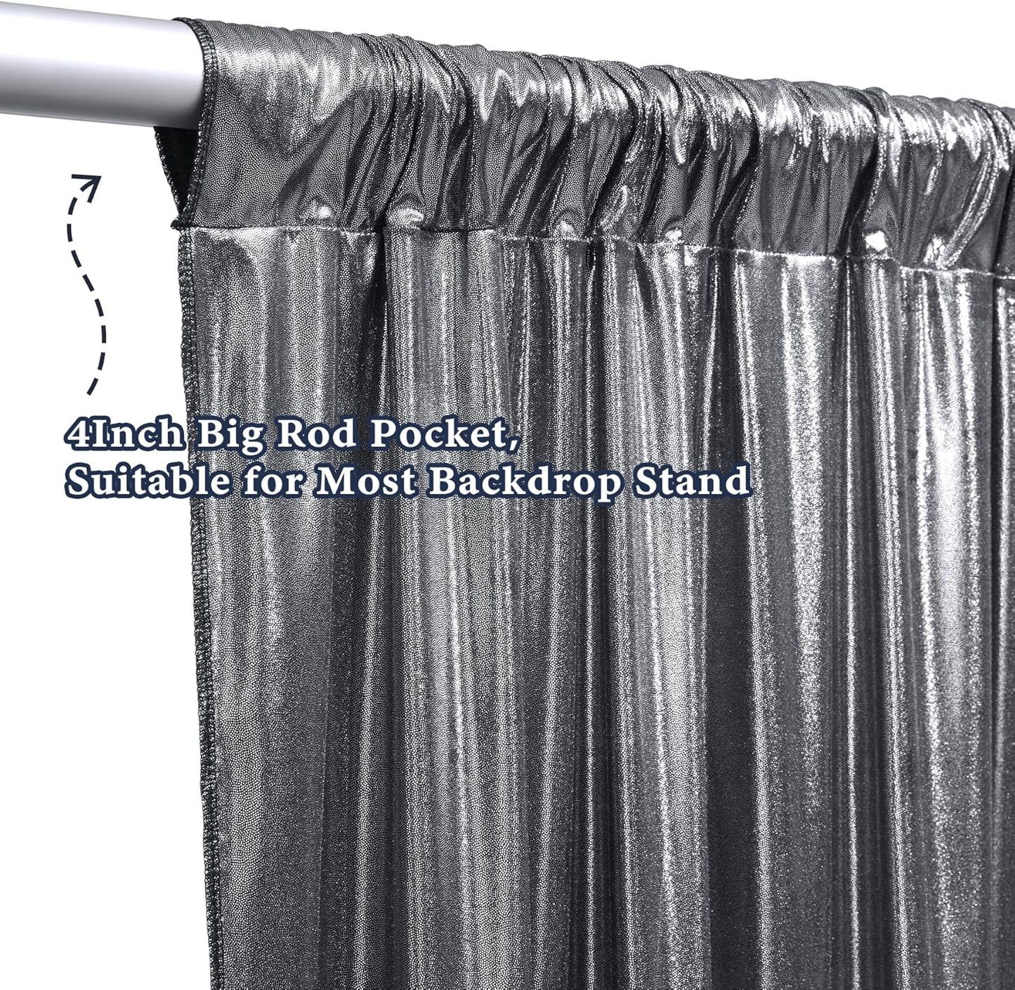 Outpain Thick 10 ft x 10 ft Black Silver Sequin Backdrop Curtain for Parties, Wrinkle Free Glitter Photo Backdrop Drapes 2 Panels 5x10ft Black Silver Back Drop Cloth for Wedding Photography Background