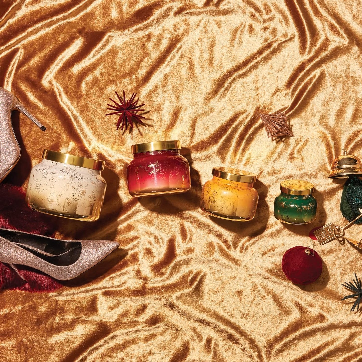 Capri Blue Glimmer Jar Candles - Luxury Holiday Scented Candles for Home - Long Lasting Soy Wax Blend - Scented Holiday & Home Decor - Tinsel & Spice Signature Jar (19 oz)