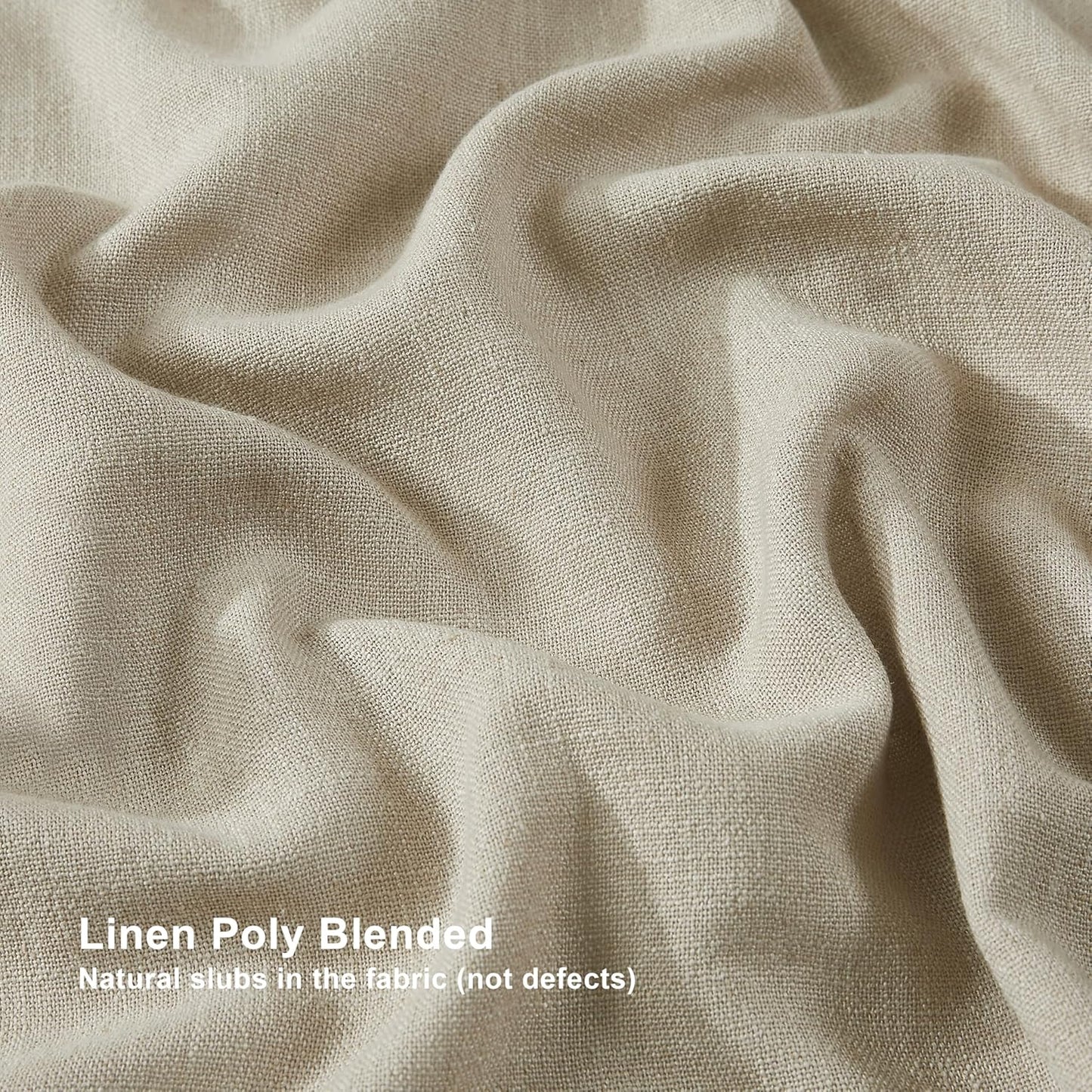 Vision Home Sand Pinch Pleated Semi Sheer Curtains Textured Linen Blended Light Filtering Window Curtains 90 inch for Living Room Bedroom Pinch Pleat Drapes with Hooks 2 Panels 40" Wx90 L,Camel Beige