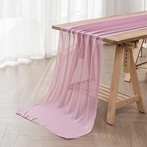 12Pack 9ft Chiffon Table Runner 14x108 Inch Sheer Romantic Table Runner for Wedding Birthday Party Bridal Shower Outdoor Decoration-Dusty Pink