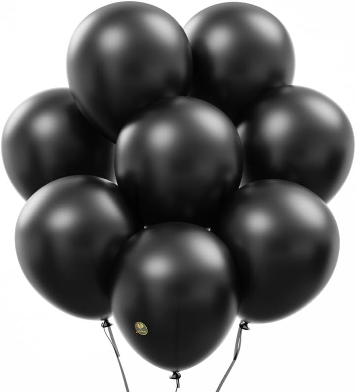 AFTERLOON® Biodegradable Balloons 50 pcs Pearlized Onyx Black 10 Inch, Pearlescent Thickened Extra Strong Latex Helium Float, for Baby Shower Gender Reveal Garland Wedding Birthday Party Decorations