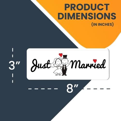 Magnet Me Up Just Married Magnet Decal, 3x8 Inches Heavy Duty Automotive Magnet for Car Truck SUV
