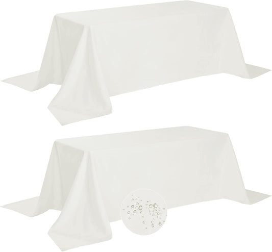 Fokitut 2 Pack Waterproof Rectangle Tablecloth, 90x132 Inch,Stain Resistant and Wrinkle Polyester Table Cloth, Fabric Table Cover for Kitchen Dining, Wedding, Party, Holiday Dinner-Ivory
