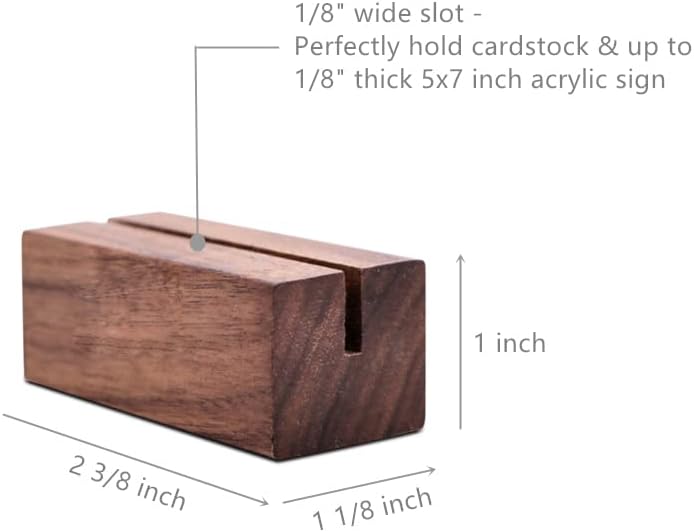 UNIQOOO 5 Pack Place Card Holders | Rustic Walnut Wood Escort Cards Display Stands | Table Number Sign & Photo Stand | Perfect for Retail Shop Cafe Home Wedding Dinner Party Events Decoration