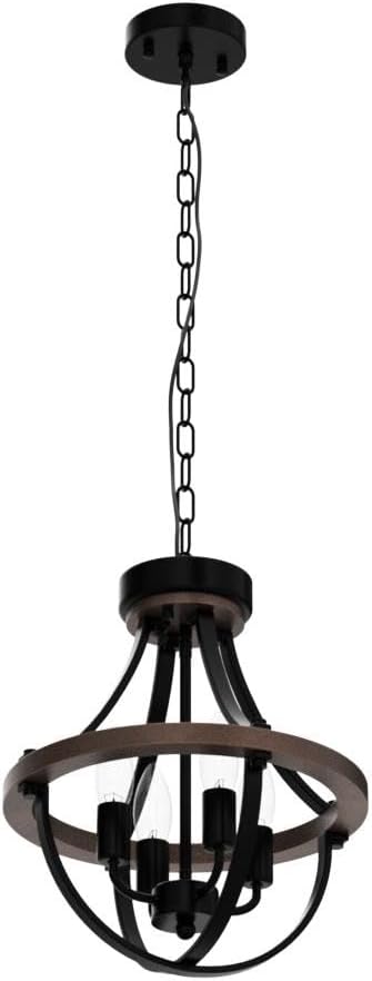 Farmhouse Chandelier, Modern Hanging Pendant Lighting, 4-Light Rustic Ceiling Light Fixture, Vintage Chandelier for Hallway Foyer Dining Room Entryway Kitchen Island Bedroom
