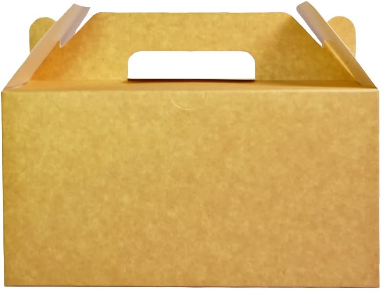 PandaPandaPPS 50 Pack Brown Gable Boxes (8.25"×5"×4") for Foods, Gifts and Party Favors, Treat Boxes Candy Cookie Snack Goodie Gift Boxes for Birthday, Wedding, Baby Shower