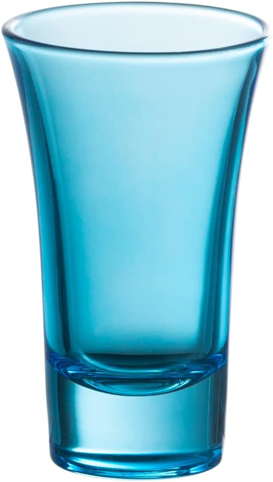M&N HOME Blue Colored Glass Shot Glasses, 2 Oz Set of 6 with Heavy Base - Whiskey, Tequila & Cocktail Glasses
