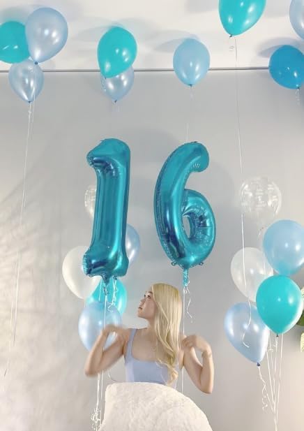 Pearl Blue 1 Number Balloon 40 inch, Number 1 Birthday Balloon for Boy Girl, Pearl Blue Foil One Balloon for 1st 10 11 12 16 18 Birthday Party, Anniversary Celebration Number Balloons Decorations