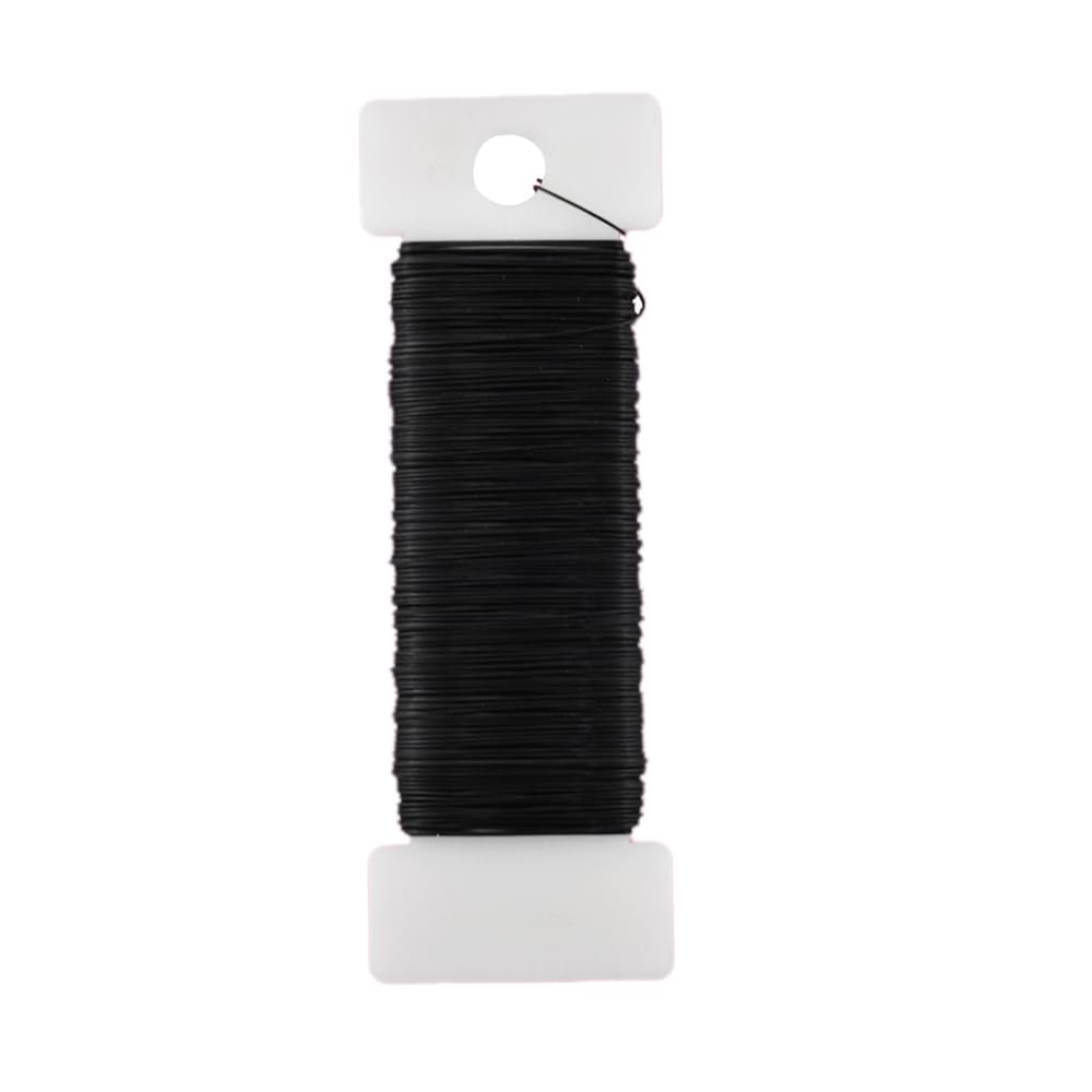HAHIYO 26Gauge Black Metal Floral Wire - 1 Roll, 38 Yards (115 Feet) - Flexible Paddle Wire for Craft, Christmas Wreath, Flower Arrangement, Bouquet Wrapping, Wedding, DIY