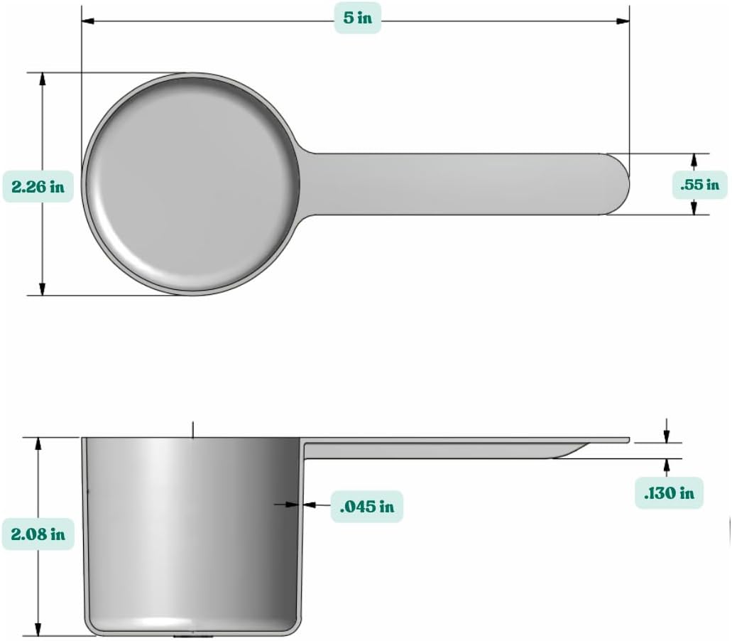1/2 Cup (4 Oz. | 118.4 mL) Long Handle Scoop for Measuring Coffee, Pet Food, Grains, Protein, Spices and Other Dry Goods (Pack of 5)