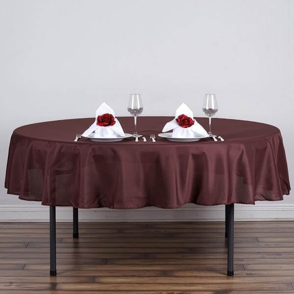 Efavormart Round Tablecloth, 70 Inch Stain & Wrinkle Resistant Washable Table Cloth, Decorative Polyester Fabric Table Cover for Banquet, Wedding, Dining- Chocolate
