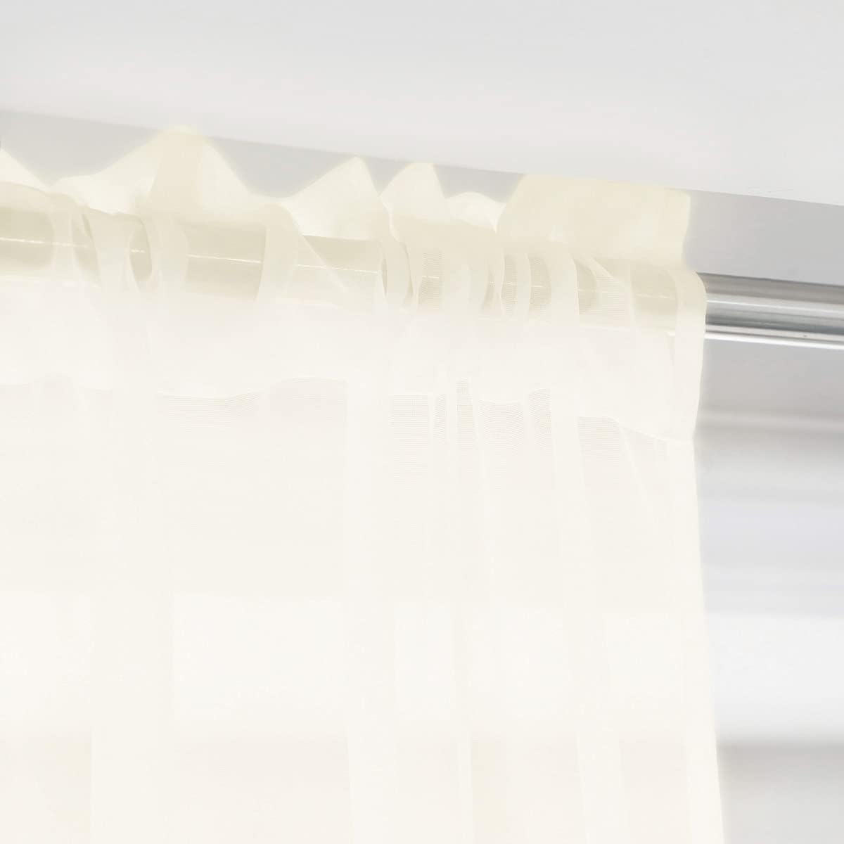 Window Beige Sheer Curtains 60 Inches Width 72 Inches Long 2 Panels Sheer Curtains Clear Curtains Basic Rod Pocket Panel for Home/Living Room/Bedroom/Kids Room
