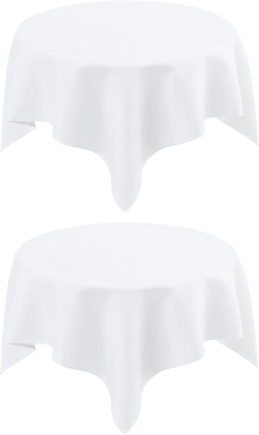 2 Pack Small Square Table Cloth 36X36 Inch White Washable Fabric Tablecloth Polyester Solid Table Cover for Night Stand End Table Side Table Outdoor Indoor