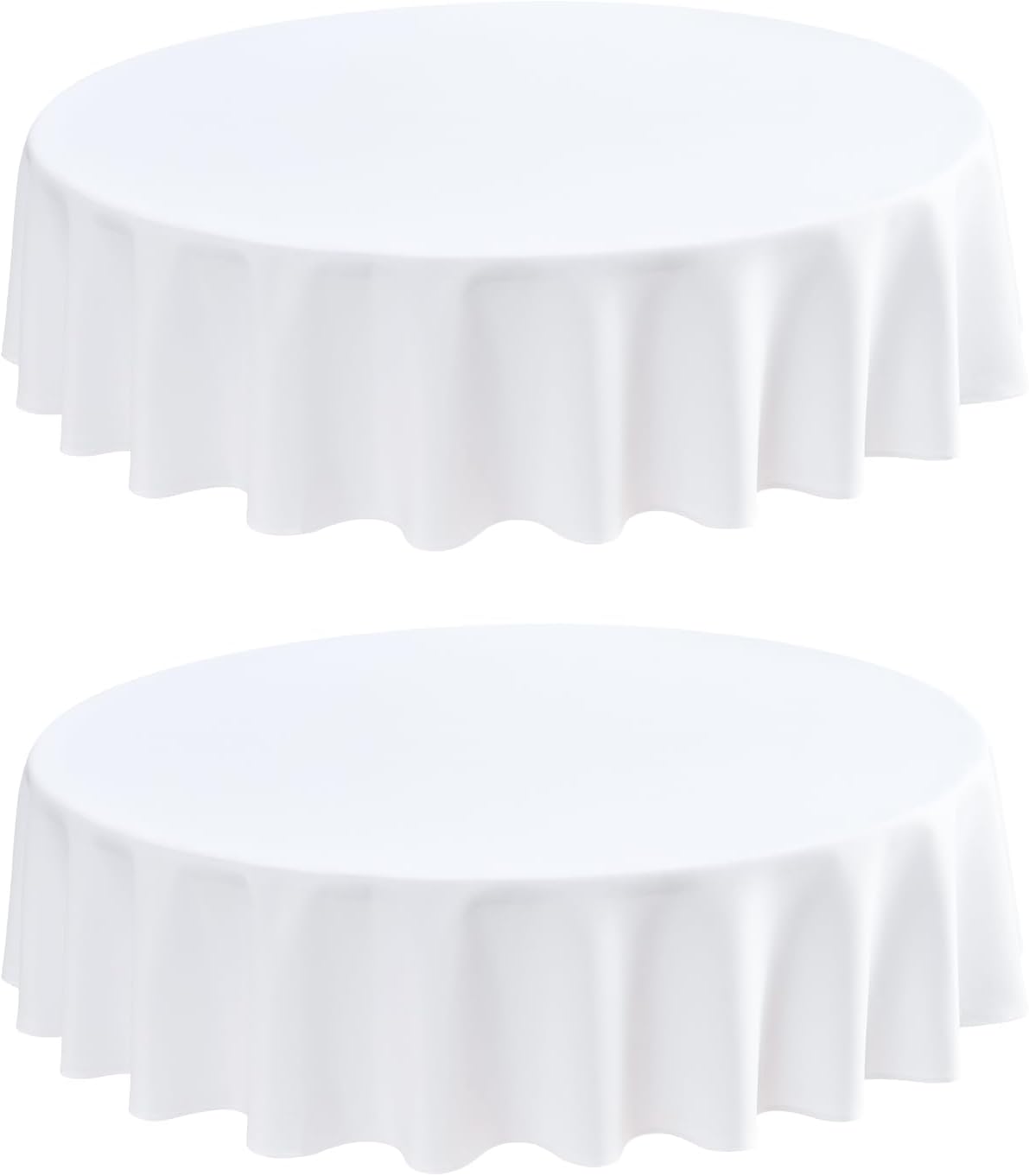 2 Pack Round Table Cloth 48 Inch White Tablecloth Washable Polyester Solid Dining Table Cover for Birthday Party Dinner Holiday Outdoor Indoor