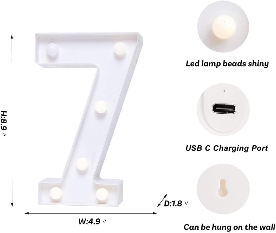 Foaky Rechargeable LED Letter Lights Sign Marquee Light Up Letters Sign for Night Light Wedding/Birthday Party Christmas Lamp Home Bar Decoration (7)