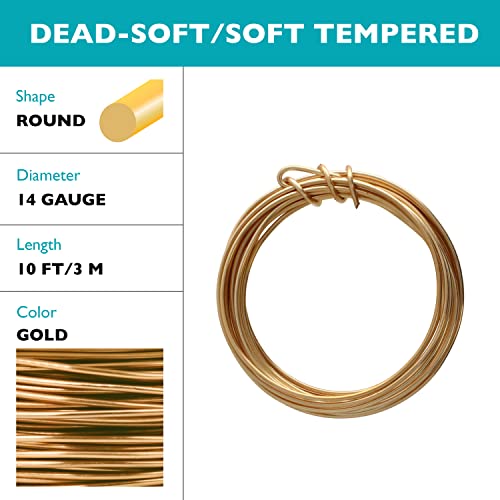 The Beadsmith Wire Elements Craft Wire – Tarnish Resistant, Soft Temper, Round, Rose Gold Color – 1.6mm, 14 Gauge, 10 Foot Spool – Jewelry Making, Wire Wrapping, Floral, & Other DIY Crafts