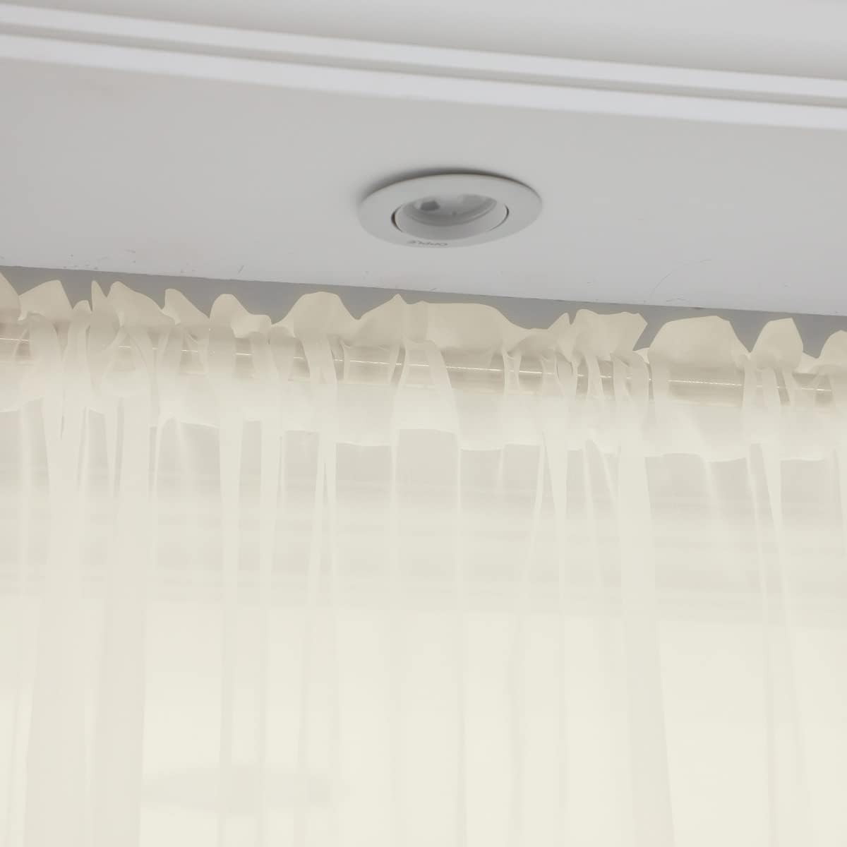 Window Beige Sheer Curtains 90 Inches Long 2 Panels Sheer Curtain Basic Rod Pocket Panel for Bedroom Children Living Room Yard Kitchen (Beige, 52" W x 90" L | 2 pcs)