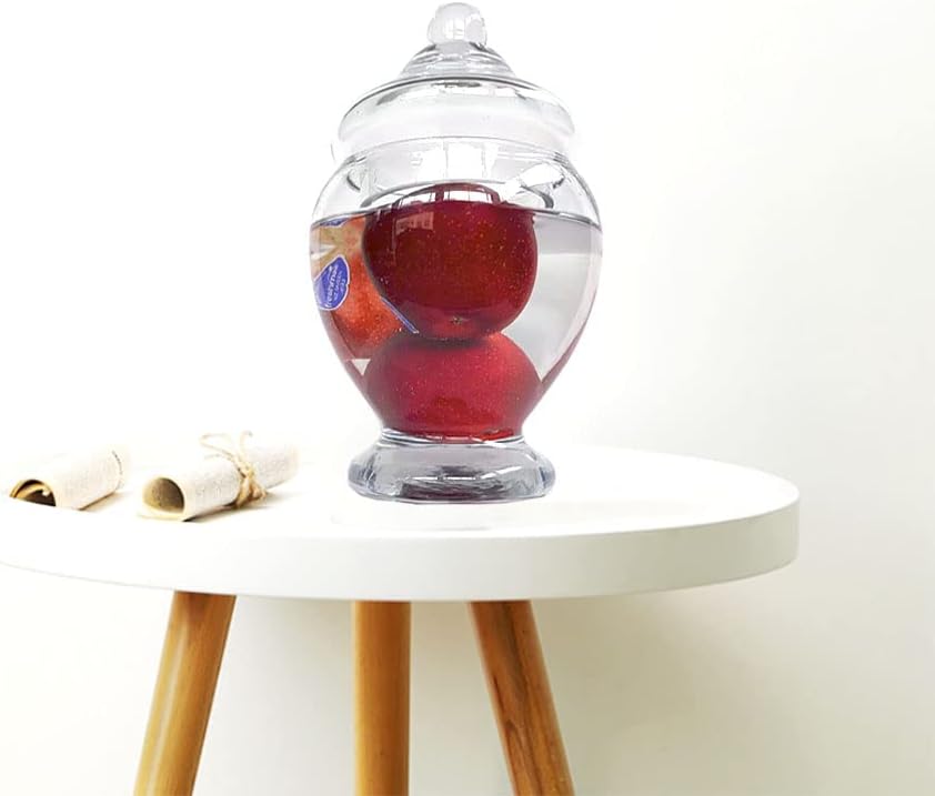 Glass Apothecary Jars 45 Ounce Decorative Candy Cookie Jars ，Clear Elegant Storage Jar with lids Canisters Sets for the Kitchen Wedding Home Centerpiece Candy Buffet Set of 2