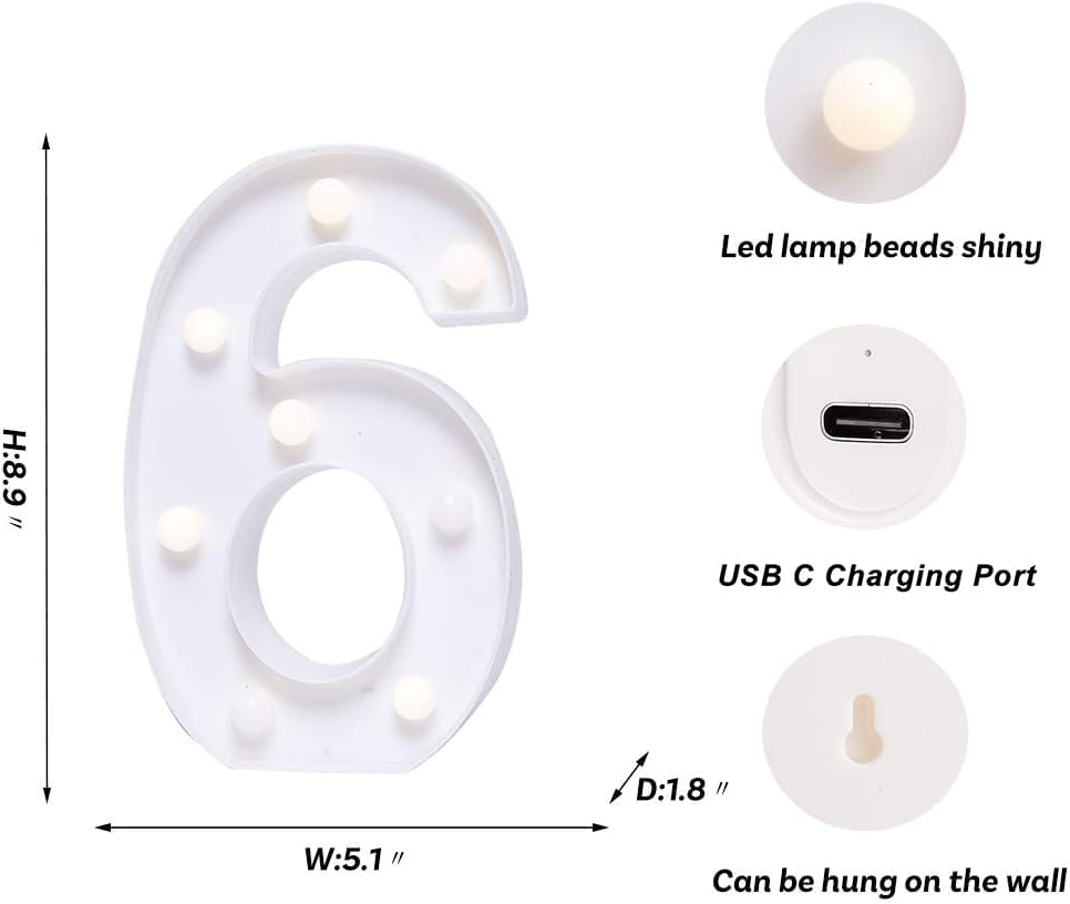 Foaky Rechargeable LED Letter Lights Sign Marquee Light Up Letters Sign for Night Light Wedding/Birthday Party Christmas Lamp Home Bar Decoration (6)