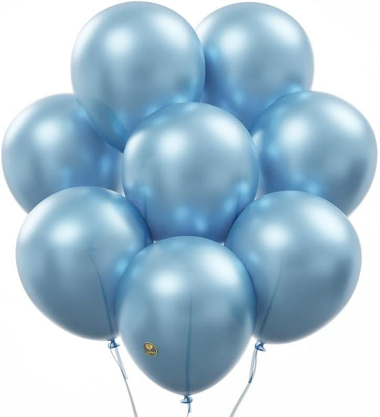 AFTERLOON® Biodegradable Balloons 50 pcs Pearlized Caribbean Blue 10 Inch, Pearlescent Thickened Extra Strong Latex Helium Float, for Baby Gender Reveal Garland Wedding Birthday Party Decorations