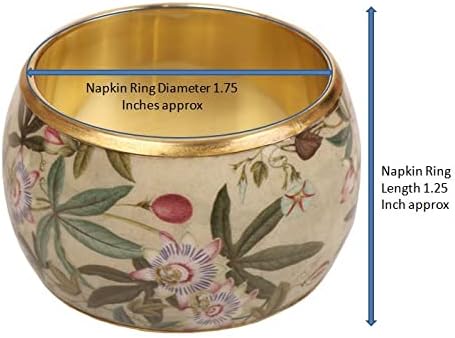Gorgeous Beautifully Handcrafted Eye Catching Colorful Floral Petals Patterns Large Size Gold Tone Party Dining Table Napkin Holders (Set of 6)