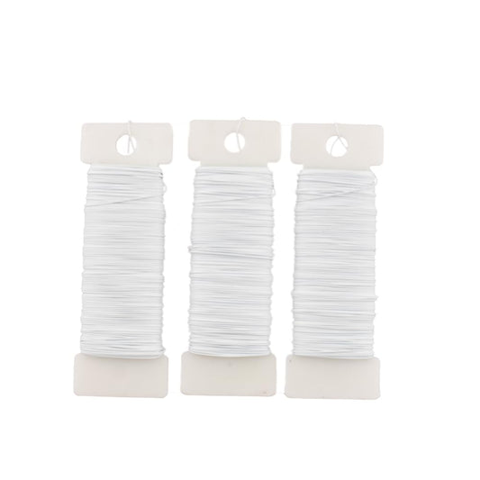 HAHIYO 26Gauge White Metal Floral Wire - 3 Rolls, 115 Yards (345 Feet) - Flexible Paddle Wire for Crafts, Christmas Wreaths, Tree & Flower Arrangement