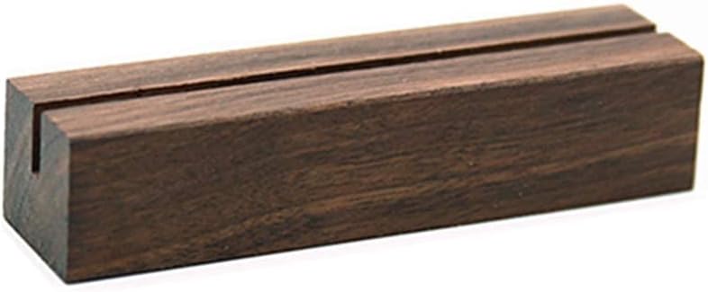 UNIQOOO 5 Pack Rustic Acrylic Sign Holders | Walnut Wood Table Numbers Display Stands | Place Card Holder, Perfect for Retail Shop Wedding Dinner Party Events Decoration