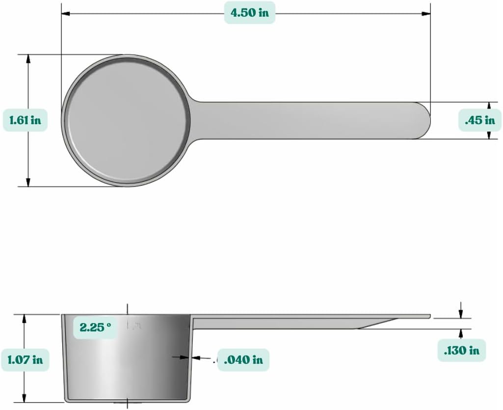 2 Tablespoon (1/8 Cup | 1 Oz. | 6 Teaspoon | 29.6 mL) Long Handle Scoop for Measuring Coffee, Pet Food, Grains, Protein, Spices and Other Dry Goods (Pack of 5)