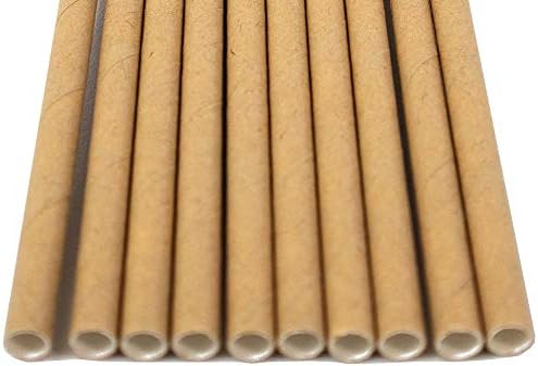 Pack of 300 Natural Kraft Biodegradable 4-Ply Paper Drinking Straws (Compostable, Non-toxic, BPA-free)