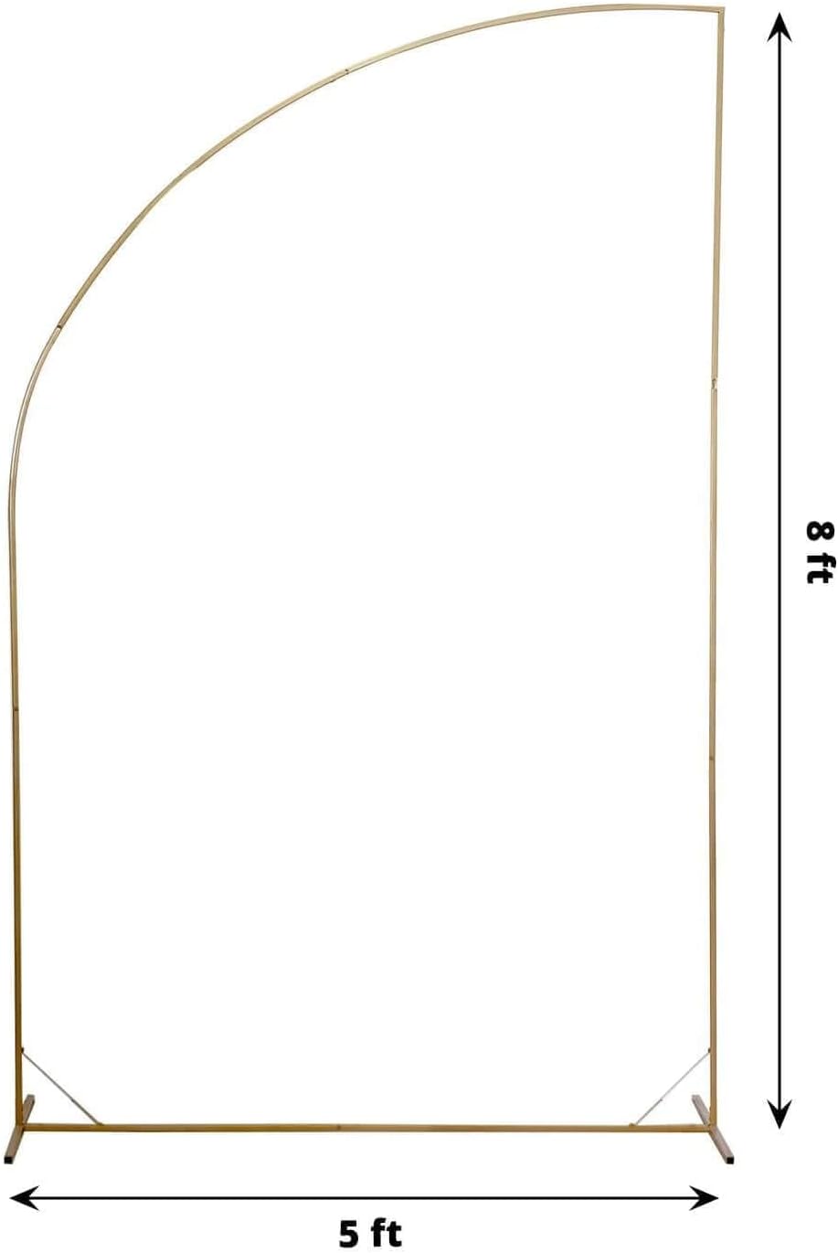 Tableclothsfactory 8ft Gold Metal Wedding Arch Chiara Backdrop Stand, Half Moon Floral Frame Arbor Display