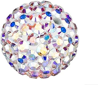 50pcs Adabele Grade A Suncatcher Crystal Rhinestone Pave Loose Beads 10mm Clear AB Polymer Clay Disco Ball Spacers Compatible with Shamballa All Craft Jewelry Making DB10-2