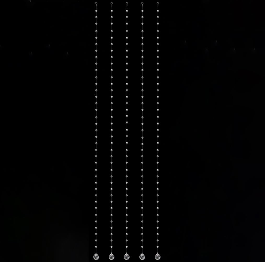 Boloban Clear Crystal Beads String Wedding Arch Decorations centerpieces Beads Garland Strands Curtain Chandelier Christmas Tree Ornaments Door String Hanging Beaded Drapes Accessories(6.5 Feet 5pcs)