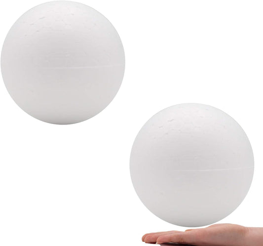 Crafare 5 Inch Foam Balls White 2Pack for Spring Crafts Making, DIY Smooth Polystyrene Foam Balls for School Projects, Home DIY Wedding Holiday Christmas Crafts