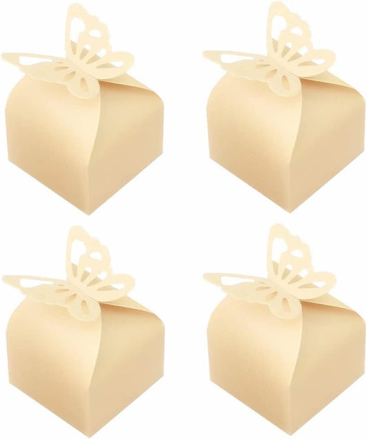 KUPOO 50PCS Small Yellow Butterfly Favor Boxes Girl Baby Shower Candy Box Small Butterfly Gift Boxes Party Favors for Wedding Birthday (Light yellow)