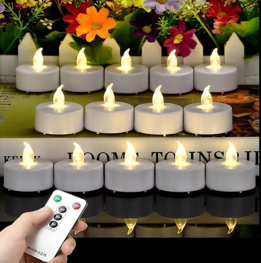 LED Tea Light Candles with Remote Control,Flickering Flameless Candle,Long Lasting 400+Hours,Battery Operated,with Timer for Home Decoration Seasonal &Festival Celebration WarmWhite (12pcs)